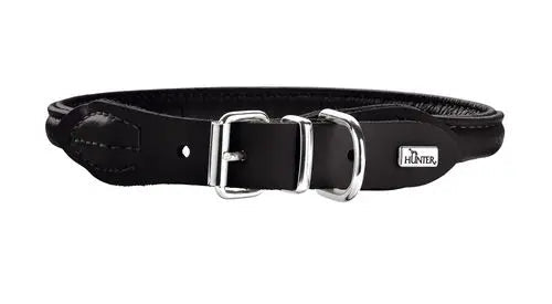 Læder rund halsbånd Elg 51-56 cm 10 mm bred sort