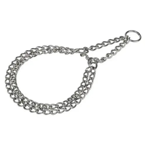 Dobbelt rustfri stål halsbånd L, 55 cm <44 kg