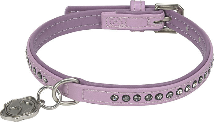 Kunstlæderhalsbånd Deluxe Rhinestones XXS rosa